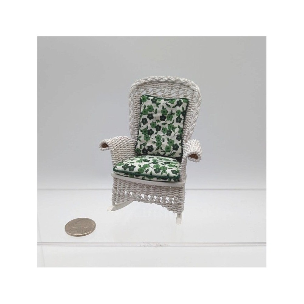 1:12 Miniature Dollhouse Mac & lee McCurley Wicker Rocking Chair Signed Handmade